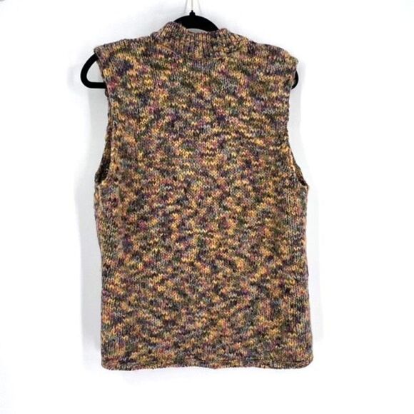 Talbots Womens Wool Blend Mock Neck Cardigan Sweater Vest Multi-Color Size Large - Picture 2 of 9